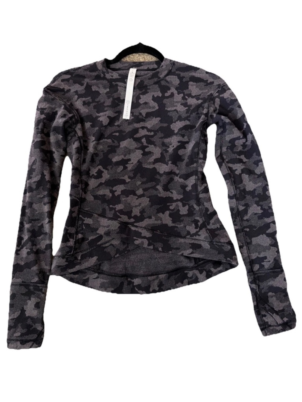 lululemon Charcoal Gray Camo Long-Sleeve Crewneck / Athletic Pullover -size 4